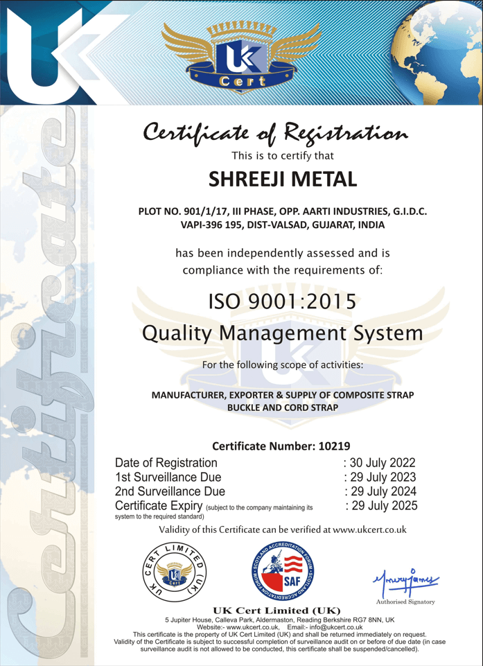 Shreeji Metal ISO Certificate